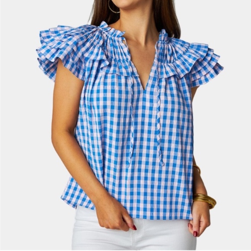 Buddy Love Small Blue and Pink Gingham Blouse